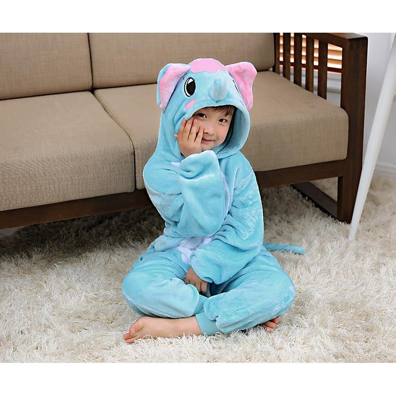 Bộ Đồ Khủng Long xanh liền thân lông mịn Pijama dành Cho Người Lớn và Trẻ Em Đầy Đủ Các Kích Cỡ kiểu dáng Động Vật Hoạt