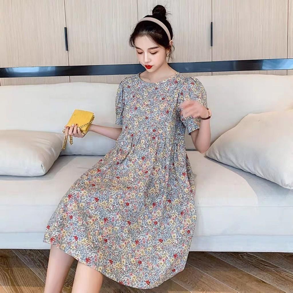 Váy bầu cao cấp chất đũi Hàn siêu mát thiết kế sang chảnh không nhănFree size 43~70kg