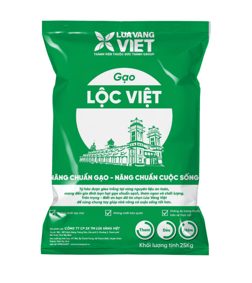 Gạo Lúa Vàng Việt Lộc Việt bao 25kg