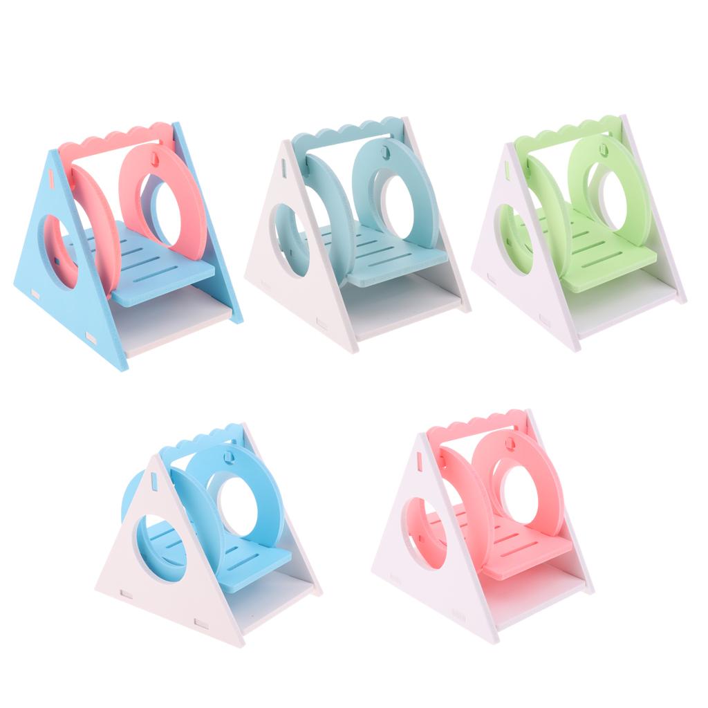 Hamster Toy Swing Wooden Colorful Small Chinchilla Squirrel Supply pink