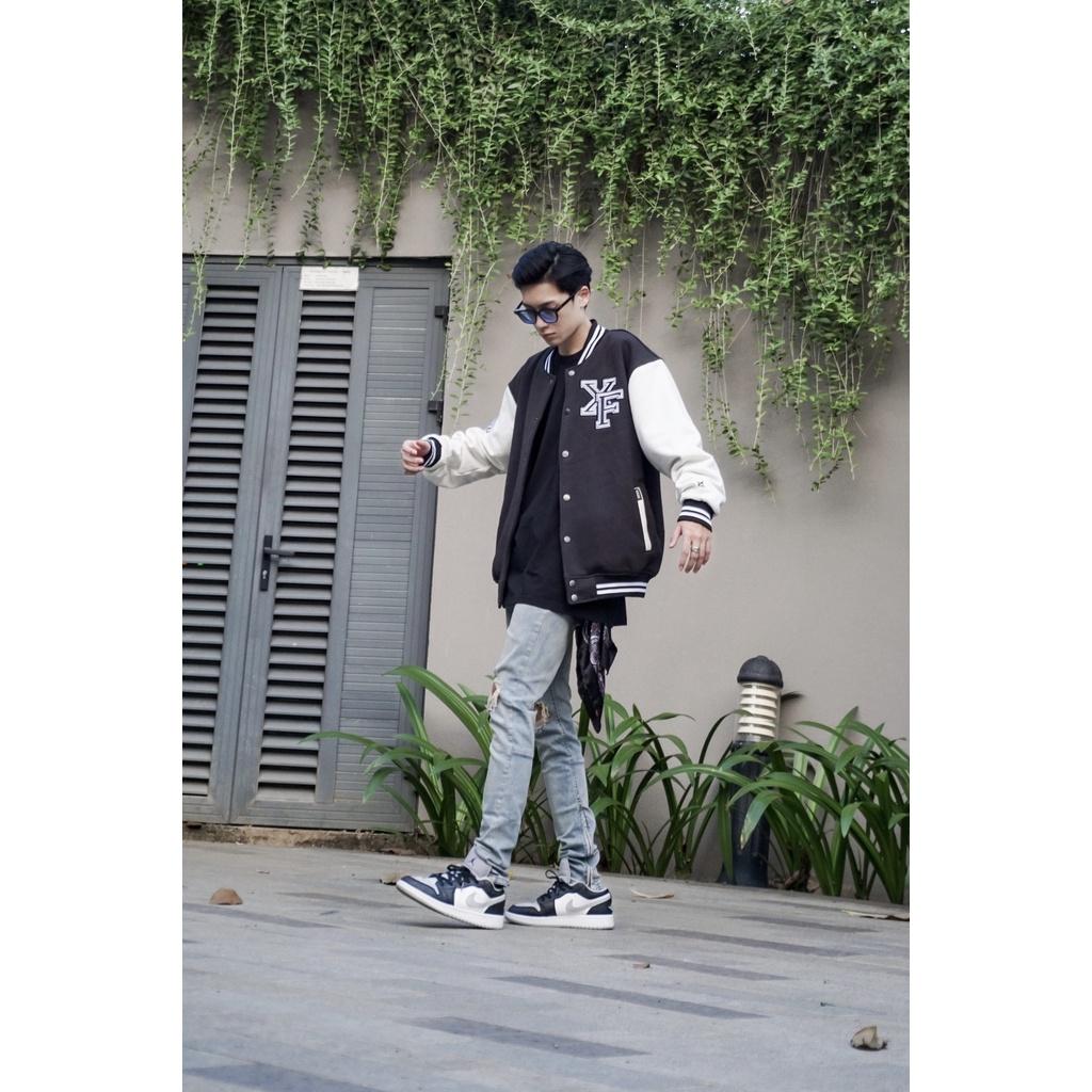 Áo Khoác Black/Cream Chất Nỉ Varsity by Xfire