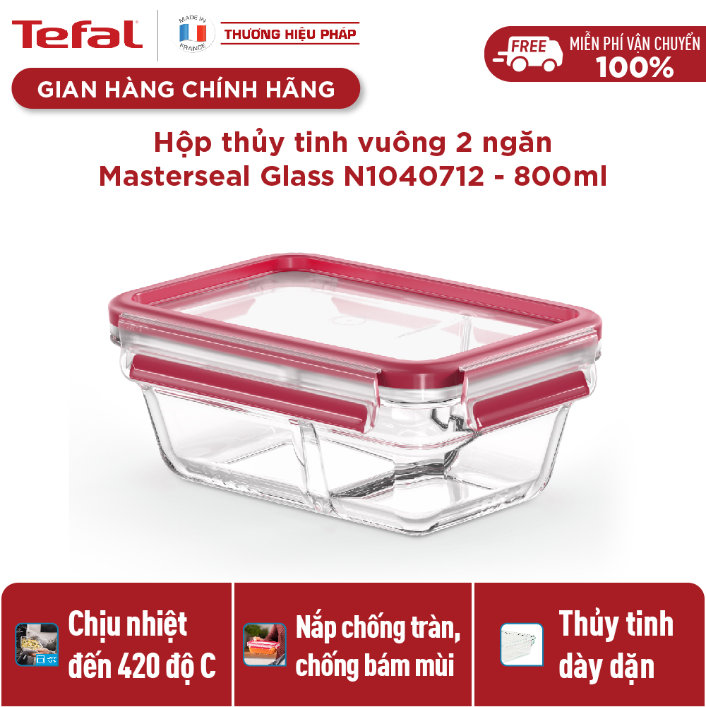 Hộp bảo quản thực phẩm thủy tinh Tefal Masterseal Glass 800ml - Hàng chính hãng