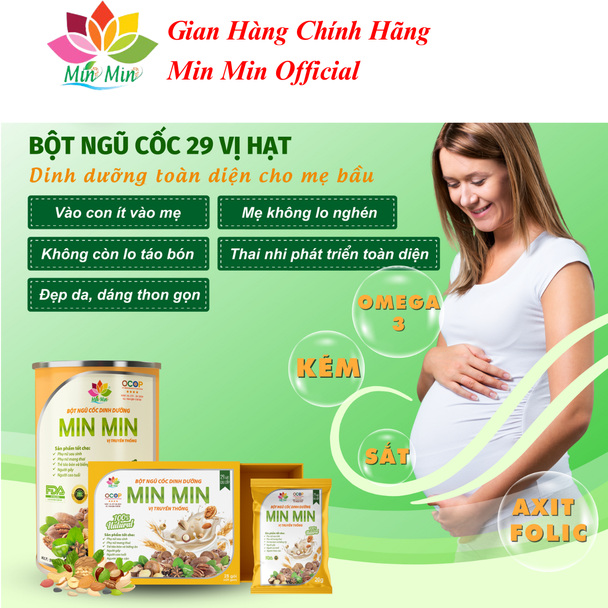 2 Hộp Ngũ Cốc Bầu Lợi Sữa Dinh Dưỡng Min Min 29 Vị Hạt Truyền Thống Ngũ Cốc Min Min Dinh Dưỡng Cho Cả Gia Đình