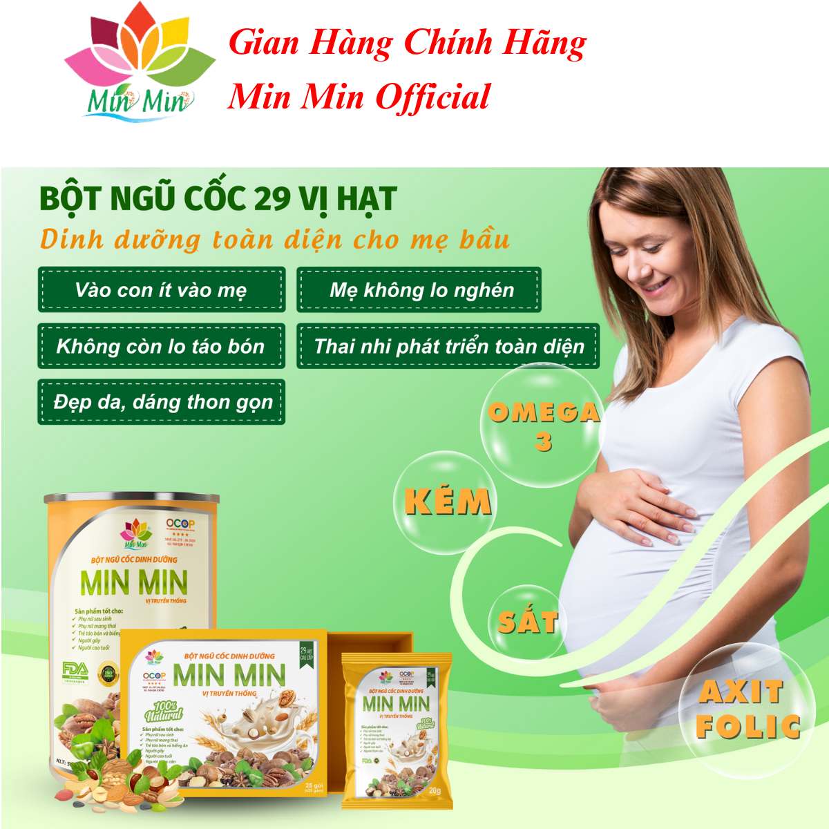 2 Hộp (1Kg) Ngũ Cốc Bầu Lợi Sữa Dinh Dưỡng Min Min 29 Vị Hạt Truyền Thống Ngũ Cốc Min Min Dinh Dưỡng Cho Cả Gia Đình