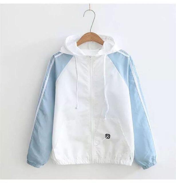 Áo khoác dù nam nữ phối hai sọc tay