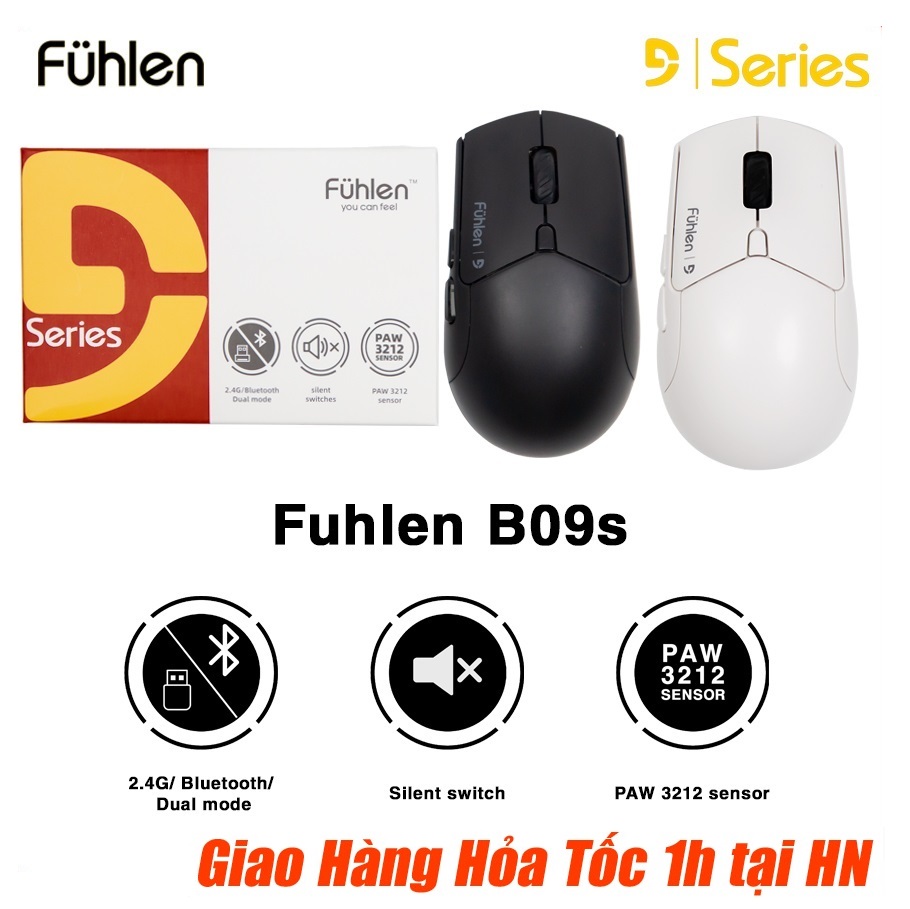 Chuột Không Dây (Bluetooth và Wireless 2.4G) Fuhlen B09s Dual Modes Silent Switch Giảm Ồn DPI 4000 - Hàng Chính Hãng