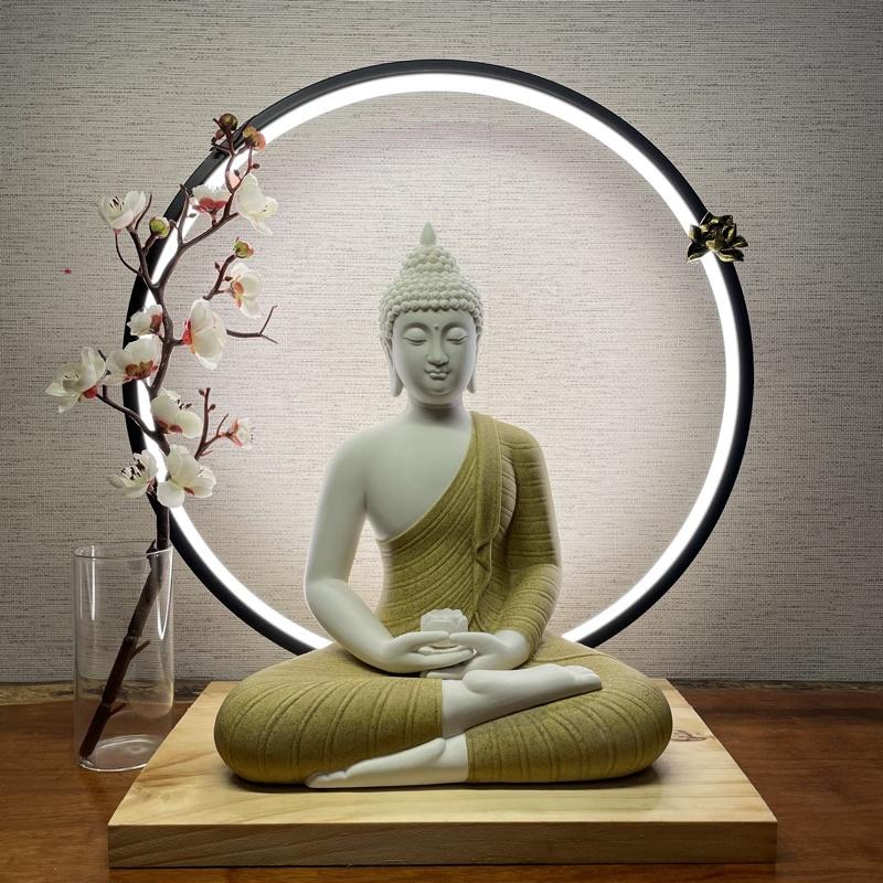 Tôn tượng Phật Thích Ca gốm tử sa và Đèn Led