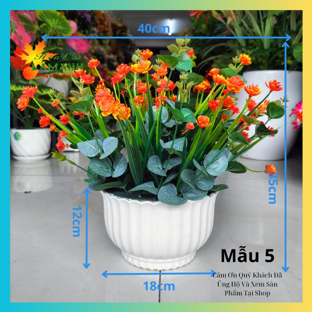 Chậu Hoa Giả để bàn nhiều mẫu mới đã cắm sẵn, Hoa giả trang trí