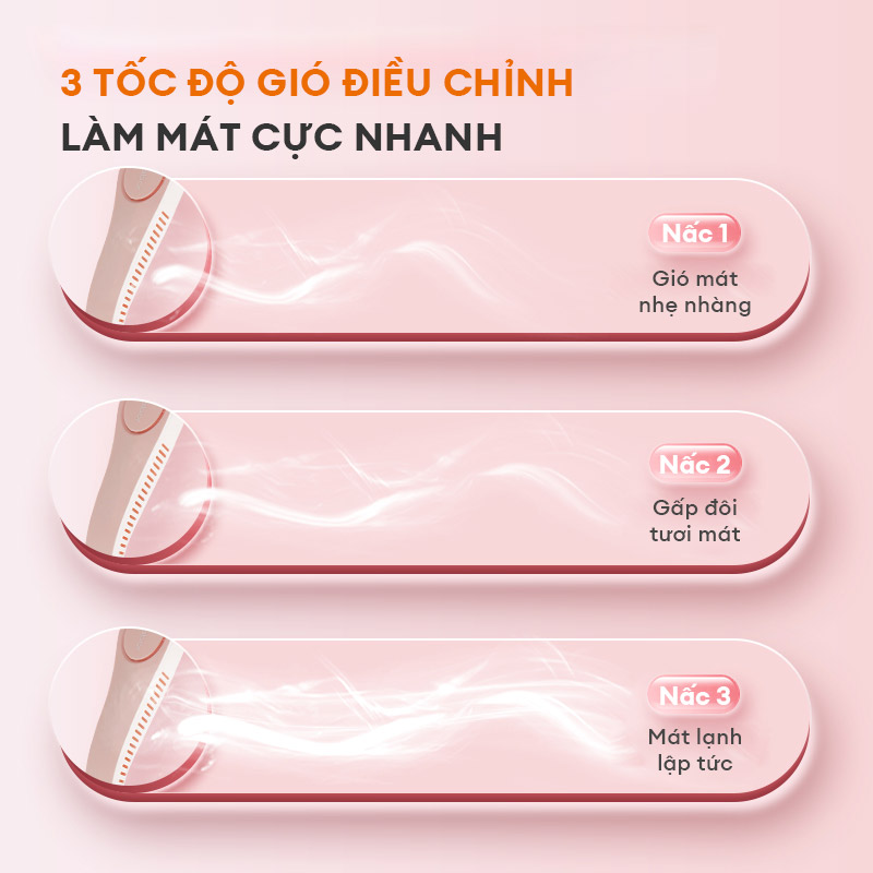 Quạt đeo cổ tích điện GAABOR FL03M-PK01A tiện lợi mang đi học, đi chơi, tập GYM - HÀNG CHÍNH HÃNG