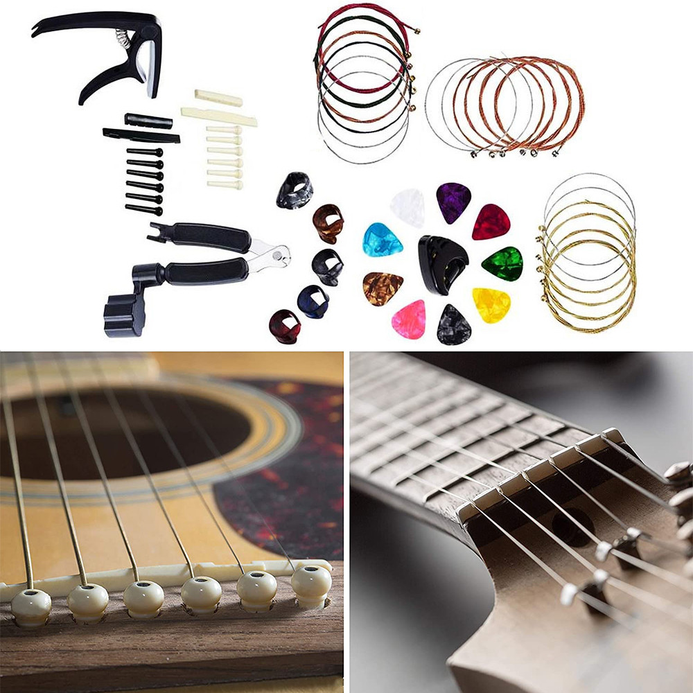 36 cái phụ kiện guitar Bộ bảo vệ ngón tay String Bộ quay số guitar nhẹ Bộ chỉnh màn hình LCD