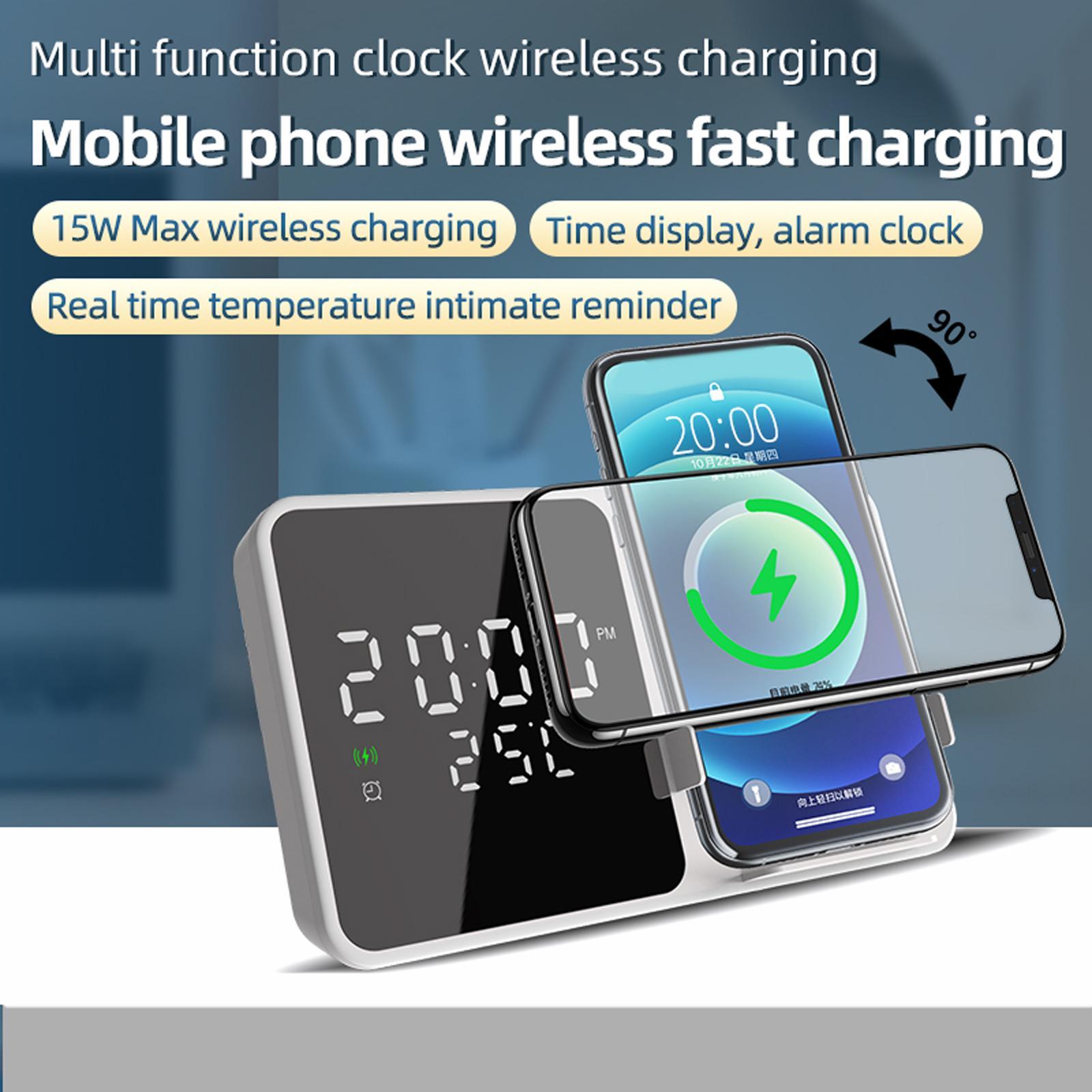 15W Clock Charging Stand Black