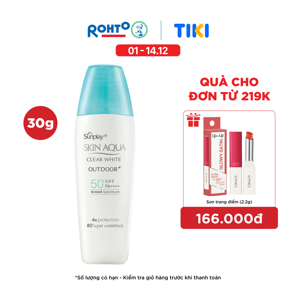 Kem Chống Nắng Skin Aqua Dưỡng Da Cho Mặt Khi Hoạt Động Ngoài Trời Dạng Gel Sunplay Skin Aqua Clear White Outdoor Spf50 Pa 30G