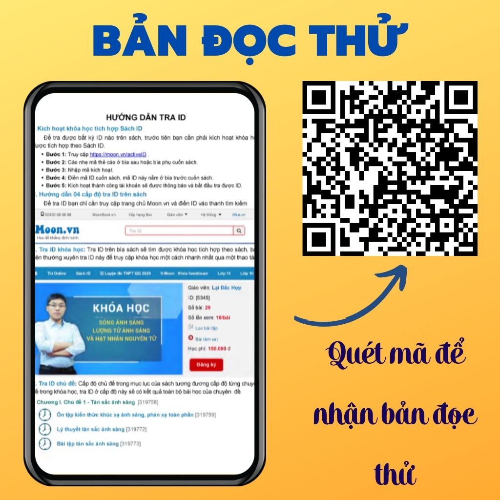 Khoá Live A - Sách Luyện Đề Vật Lý THPT Quốc Gia Và Đánh Giá Năng Lực 2022 - Sách ID MoonBook Bộ Đề Minh Hoạ Môn Vật Lý