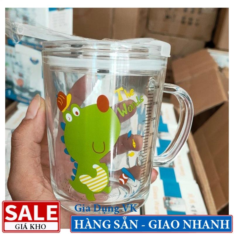 Ly Thủy Tinh Chia Vạch Có Quai In Hình Ngộ nghĩnh 450ml