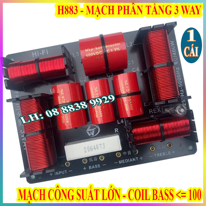 MẠCH PHÂN TẦN 3 LOA - 1 BASS 1 TRUNG 1 TREBLE H883 CAO CẤP - GIÁ 1 CÁI