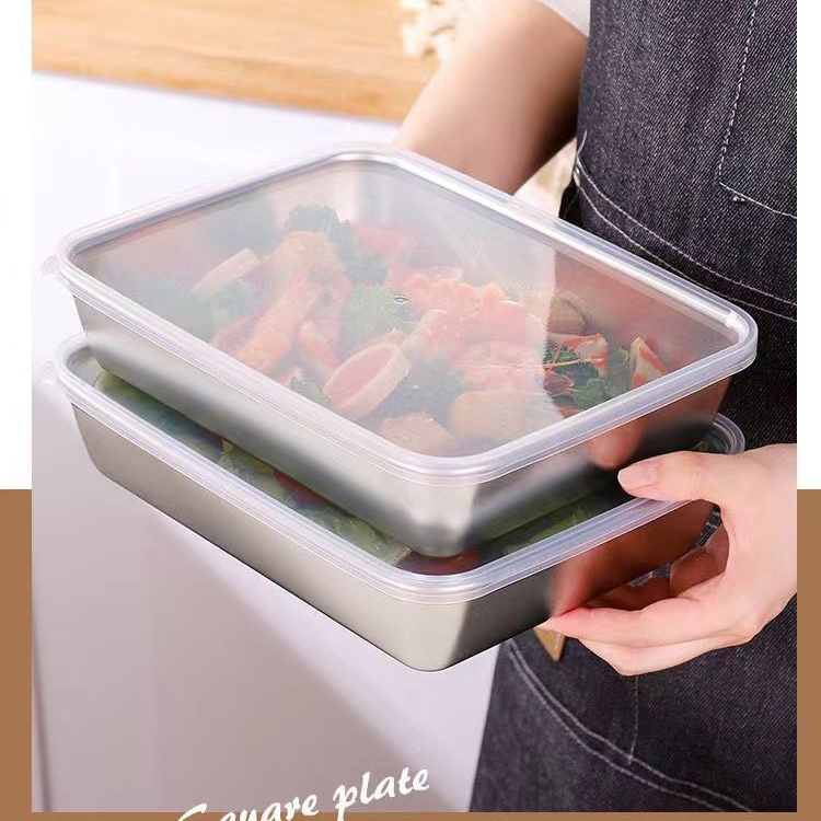 Hộp đựng thức ăn bằng inox 304 chống rỉ - an toàn cho sức khỏe- size to - có nắp đậy
