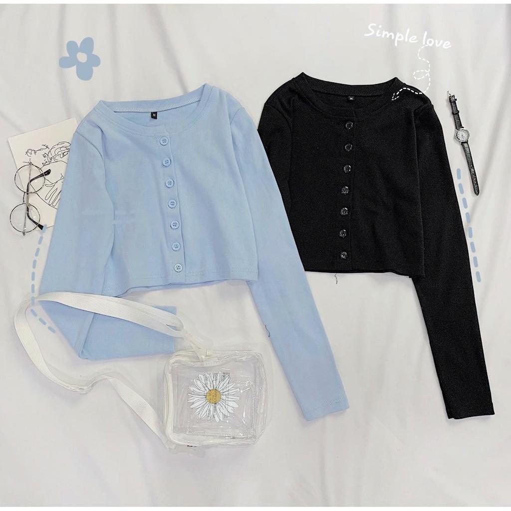 Áo Croptop Nữ YAN Ulzzang Len Tăm Nút Thật 1HIT_UNISEX (5 ẢNH THẬT