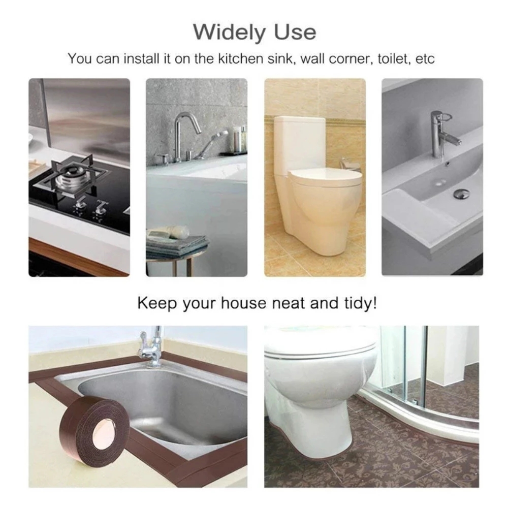 Miếng dán viền bồn rửa bằng PVC chống thấm nước tiện lợi dành cho nhà bếp/ nhà tắm