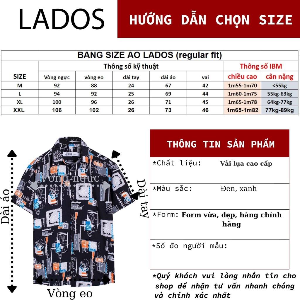 Áo sơ mi ngắn tay nam họa tiết phong cách vải lụa co giãn thấm hút LADOS 8094 mặc cặp, mặc nhóm