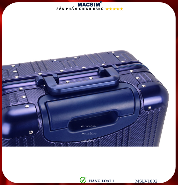 Vali hợp kim nhôm cao cấp Macsim MSLV1802 cỡ 20 inches màu xanh blue hàng loại 1