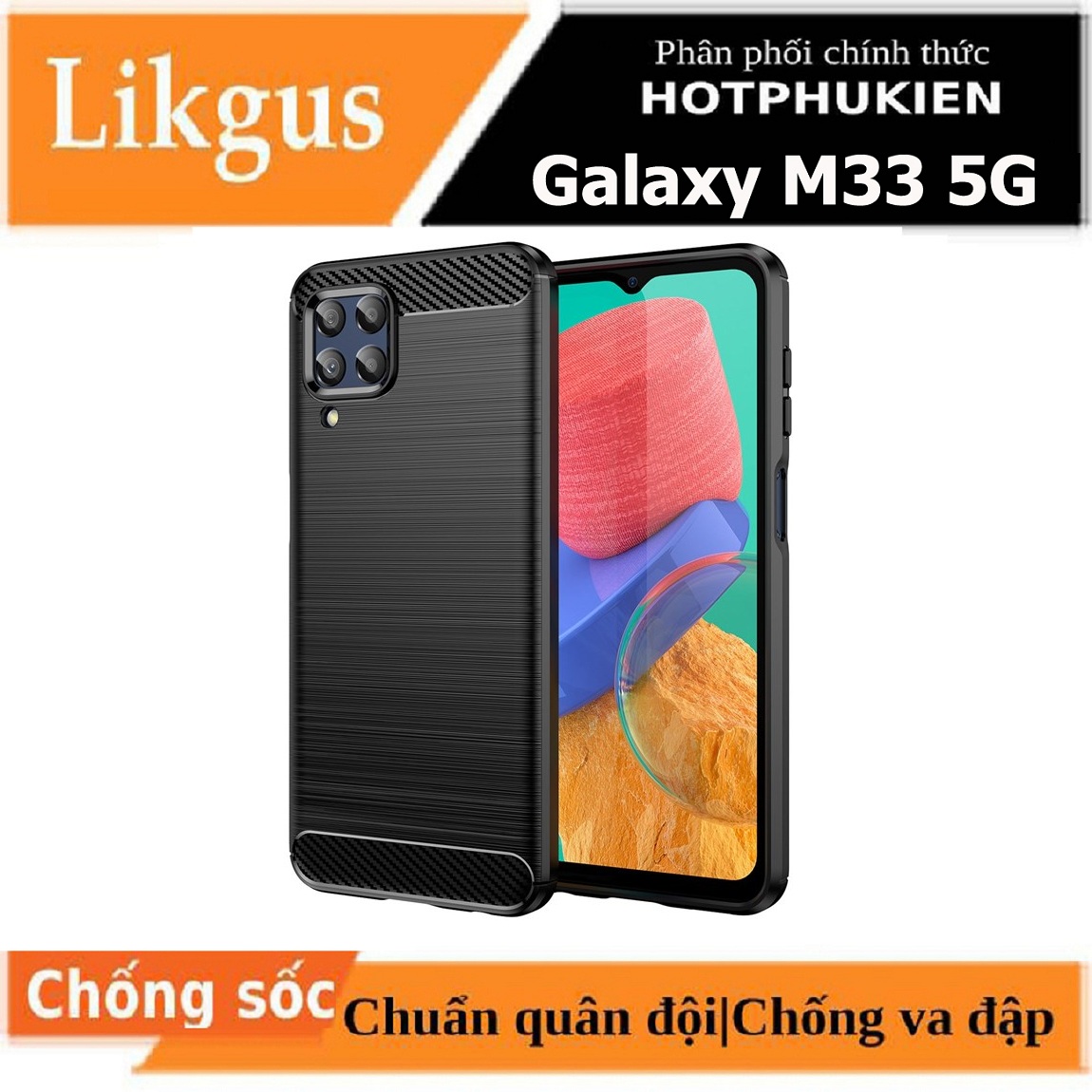 Ốp lưng chống sốc vân kim loại cho Samsung Galaxy M33 5G hiệu Likgus - hàng nhập khẩu