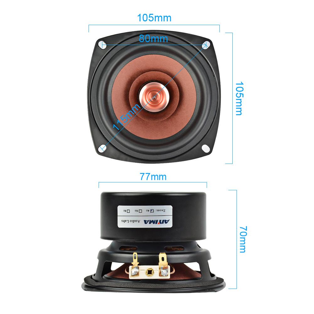 Aiyima 1 Cái 4 Inch Trình Điều Khiển Loa Âm Thanh HIFI 4 8 Ohm 30W Loa Toàn Dải Kệ Sách Loa Cho bộ Khuếch Đại Âm Thanh DIY Color: Square 8Ohm 30W Woofer Size/Full-Range Size: 4"