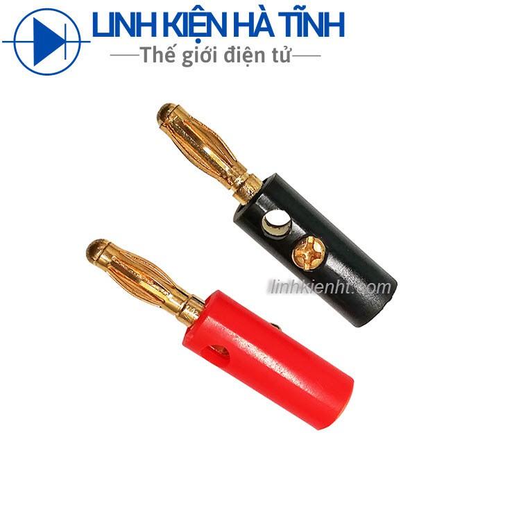 Jack bắp chuối đực mạ vàng 4mm - 1 Cặp đỏ đen