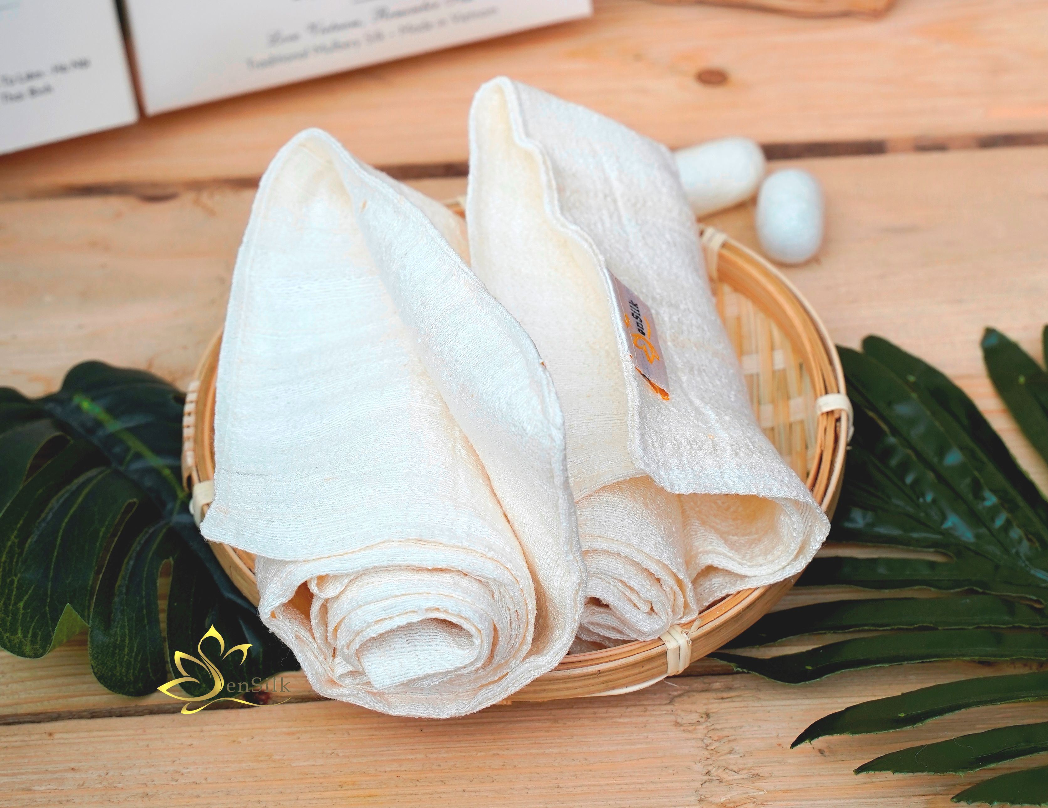 Khăn Mặt Cao Cấp 100% Từ Lụa Tơ Tằm Cao Cấp 45*30cm, Khăn Massage SenSilk Sạch Dạ Bớt Mụn