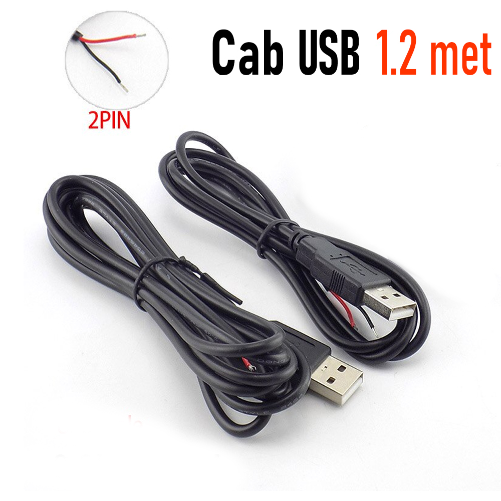 Dây cab nguồn USB dài 1,2 Mét, Dùng cho các loại đèn Led 5V, 12V, 24V