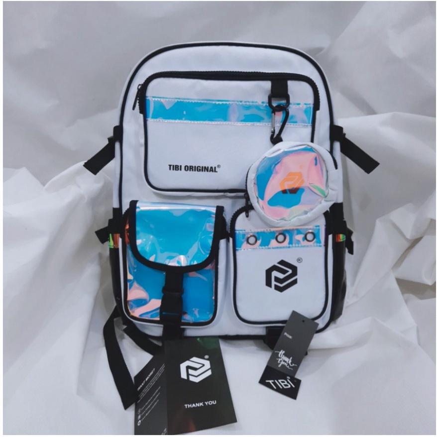 BALO nam nữ ba lô cặp đi học thời trang TIBI ULZZANG BASIC đi học HOLOGRAM Đen và Trắng | thegioibalo