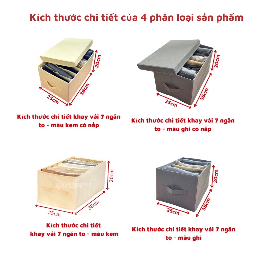 Hộp đựng quần áo chia ngăn bằng vải tiện lợi, khay túi vải đựng đồ 7 9 ngăn cỡ lớn tiện dụng