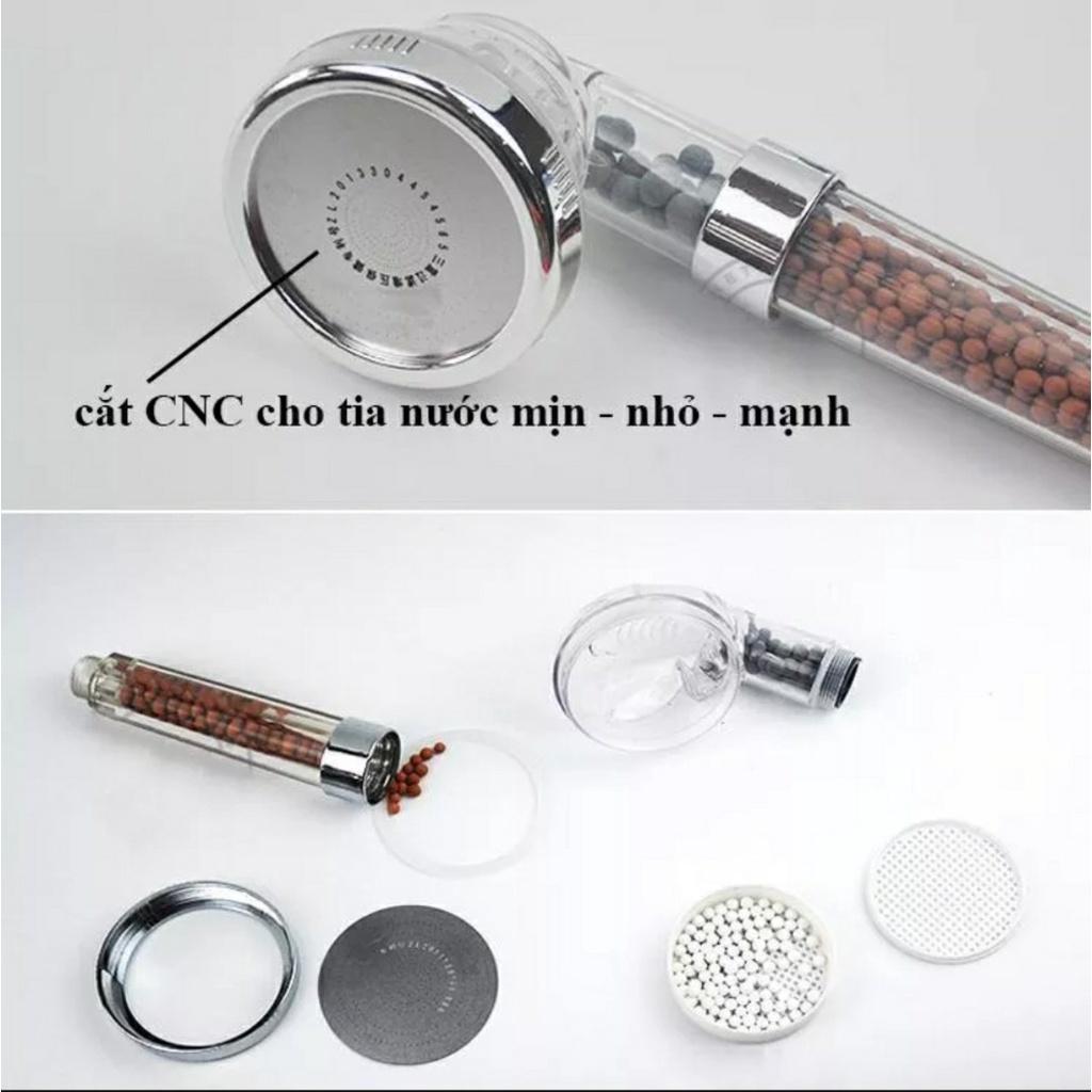 Vòi Tắm Hoa Sen Kèm Dây Dẫn Tăng Áp Lực Nước Có Hạt Lọc Hoạt Tính Chất Liệu Inox Không Gỉ Bền Chắc.