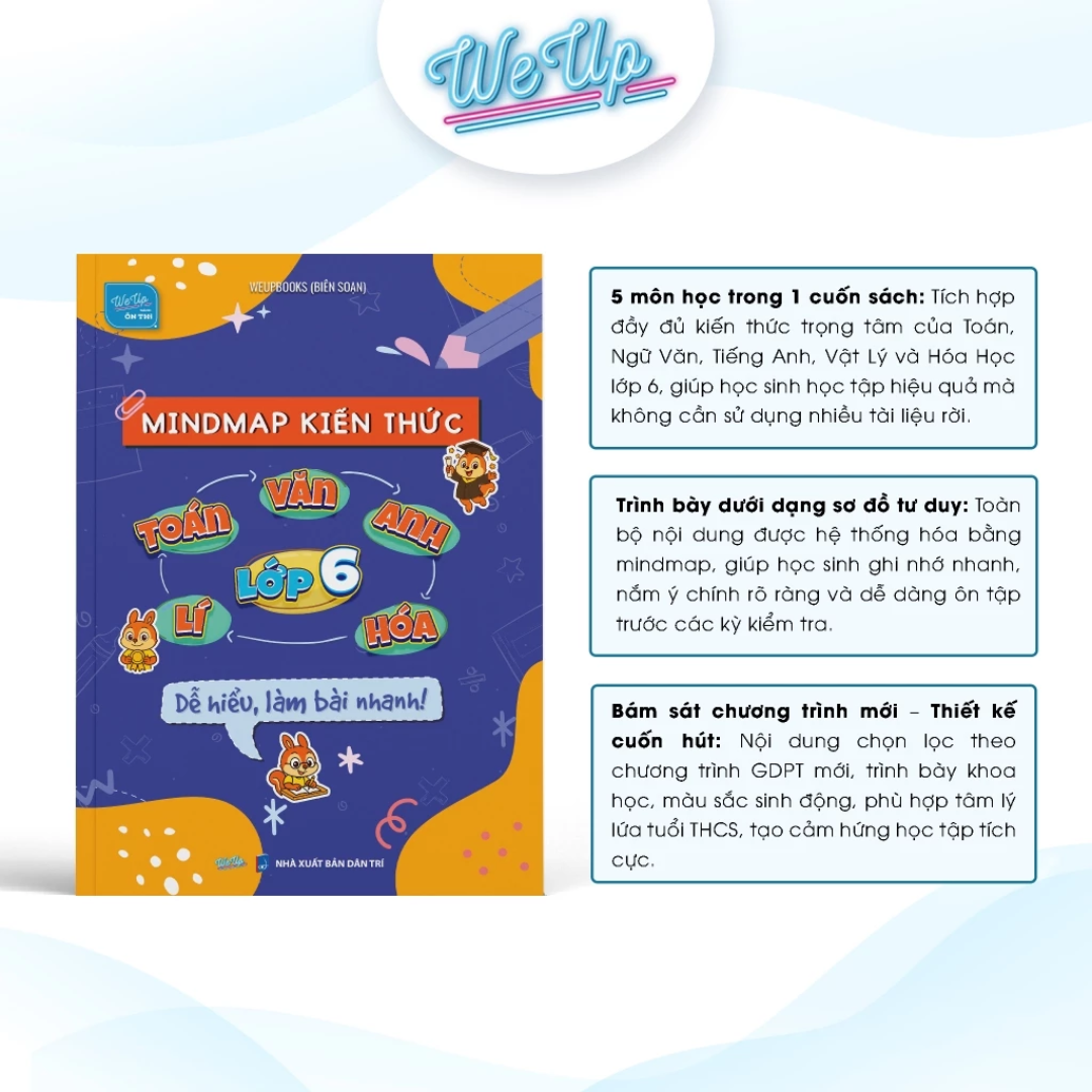 Combo 02 sách lớp 6: Sổ Mindmap 5 môn Toán Văn Anh Lí Hóa lớp 6 + 500 Bài tập Toán Văn Anh lớp 6