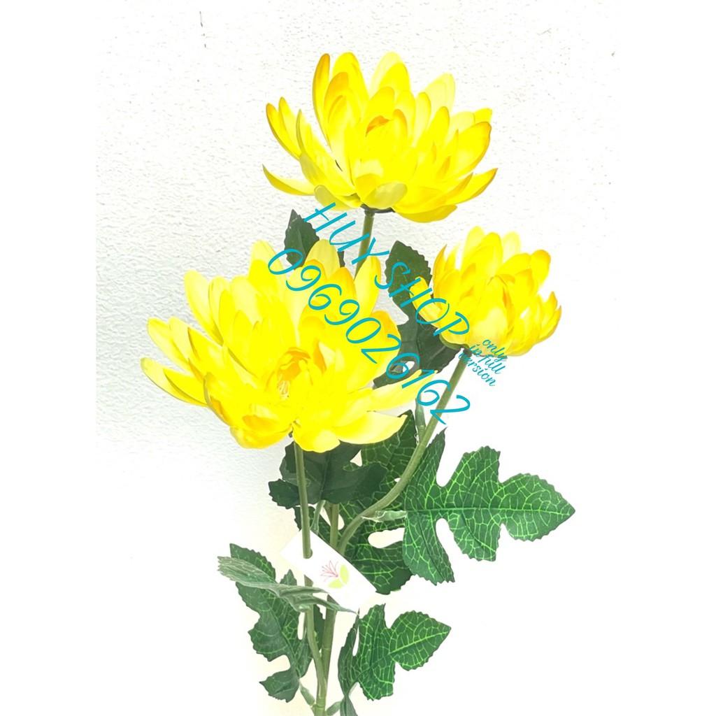 Hoa giả trang trí - Cành HOA CÚC 3 Bông (65cm) Vải cao cấp