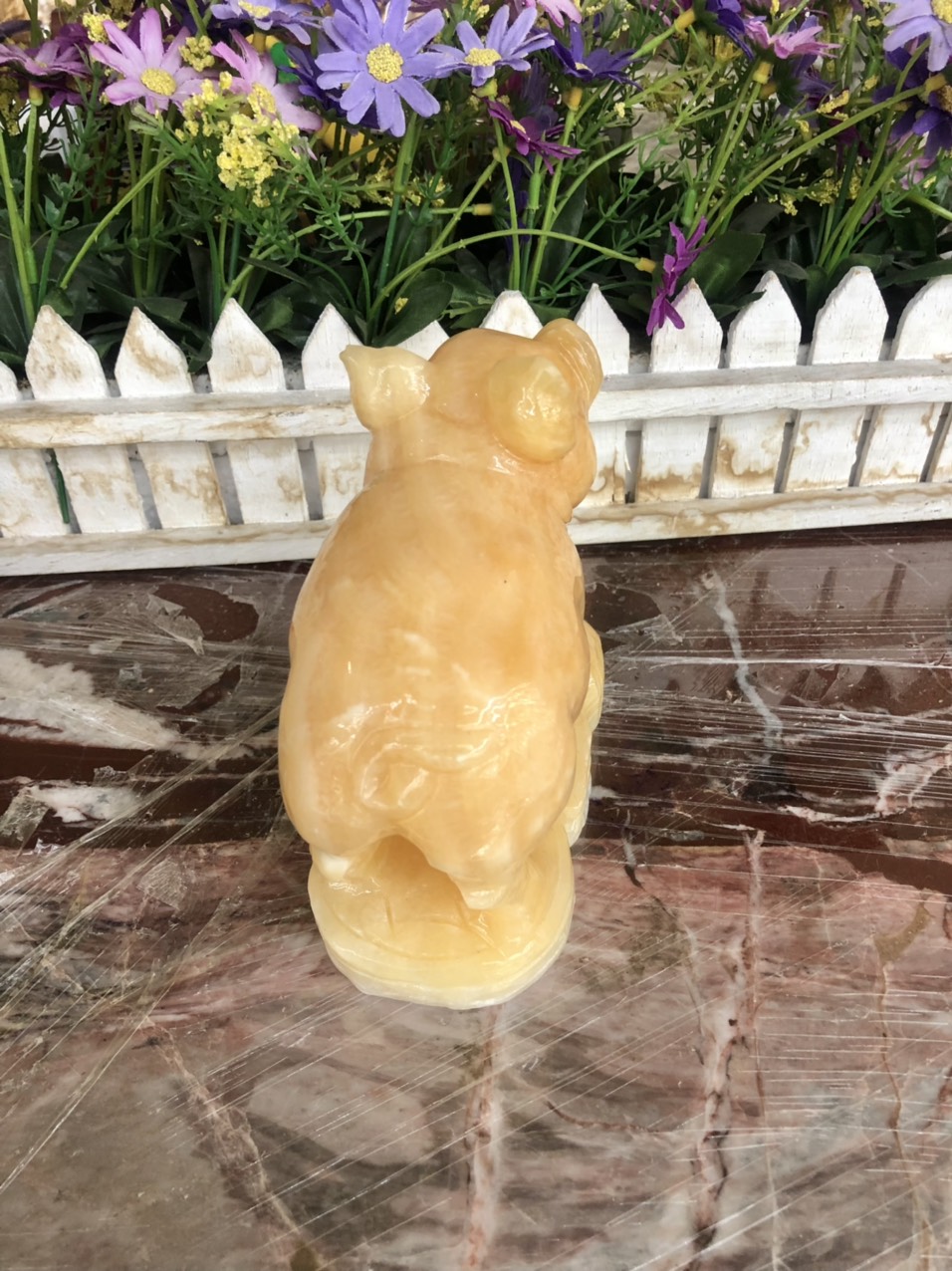 Tượng con Heo giáp tuổi hợi phong thủy đá ngọc hoàng long đặt bàn làm việc - Dài 12 cm