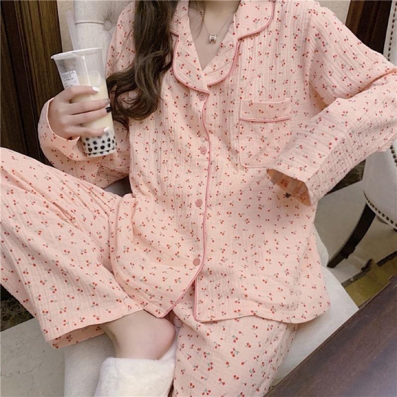 Bộ ngủ / mặc nhà Cherry Pyjamas dài 3 màu