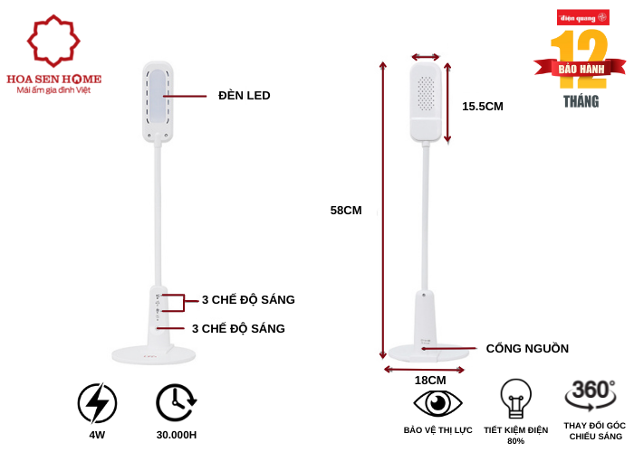 Đèn bàn LED Điện Quang