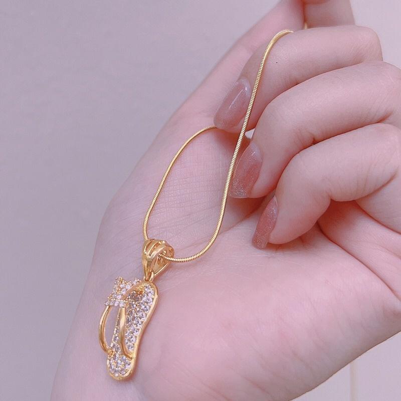 Dây chuyền kèm mặt dép xinh mạ vàng 18k siêu bền màu