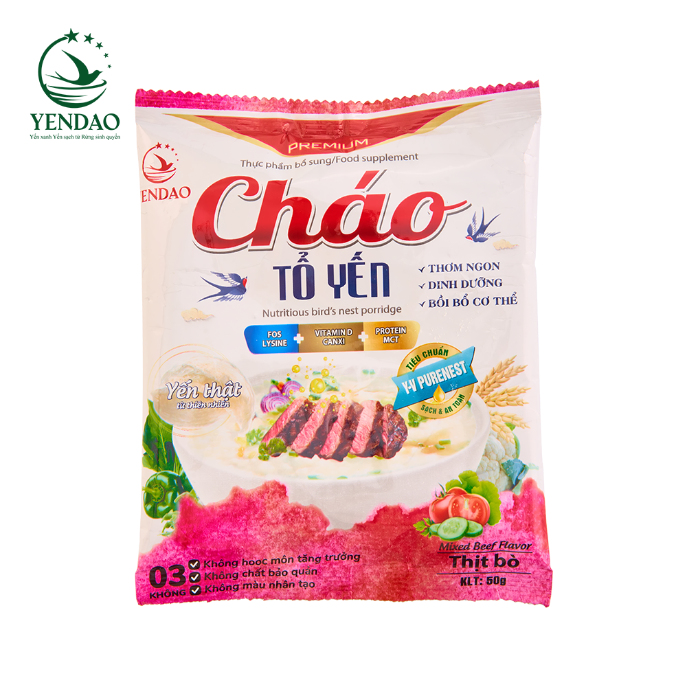 Cháo Tổ Yến Thịt Bò Yến Đảo Thơm Ngon Dinh Dưỡng Thúc Đẩy Phát Triển Trí Tuệ thùng 30 gói