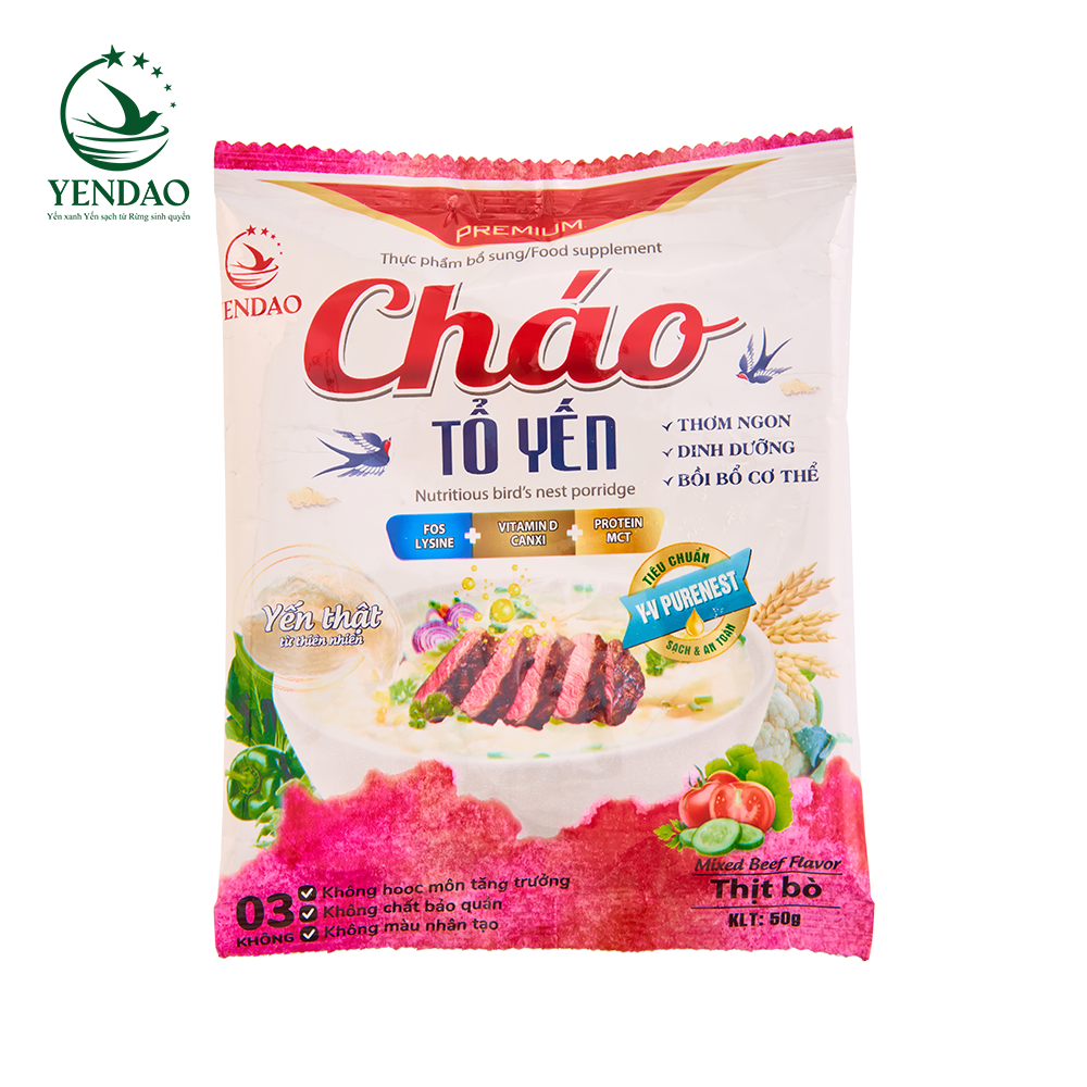 Cháo Tổ Yến Thịt Bò Yến Đảo Thơm Ngon Dinh Dưỡng Thúc Đẩy Phát Triển Trí Tuệ 50g/gói