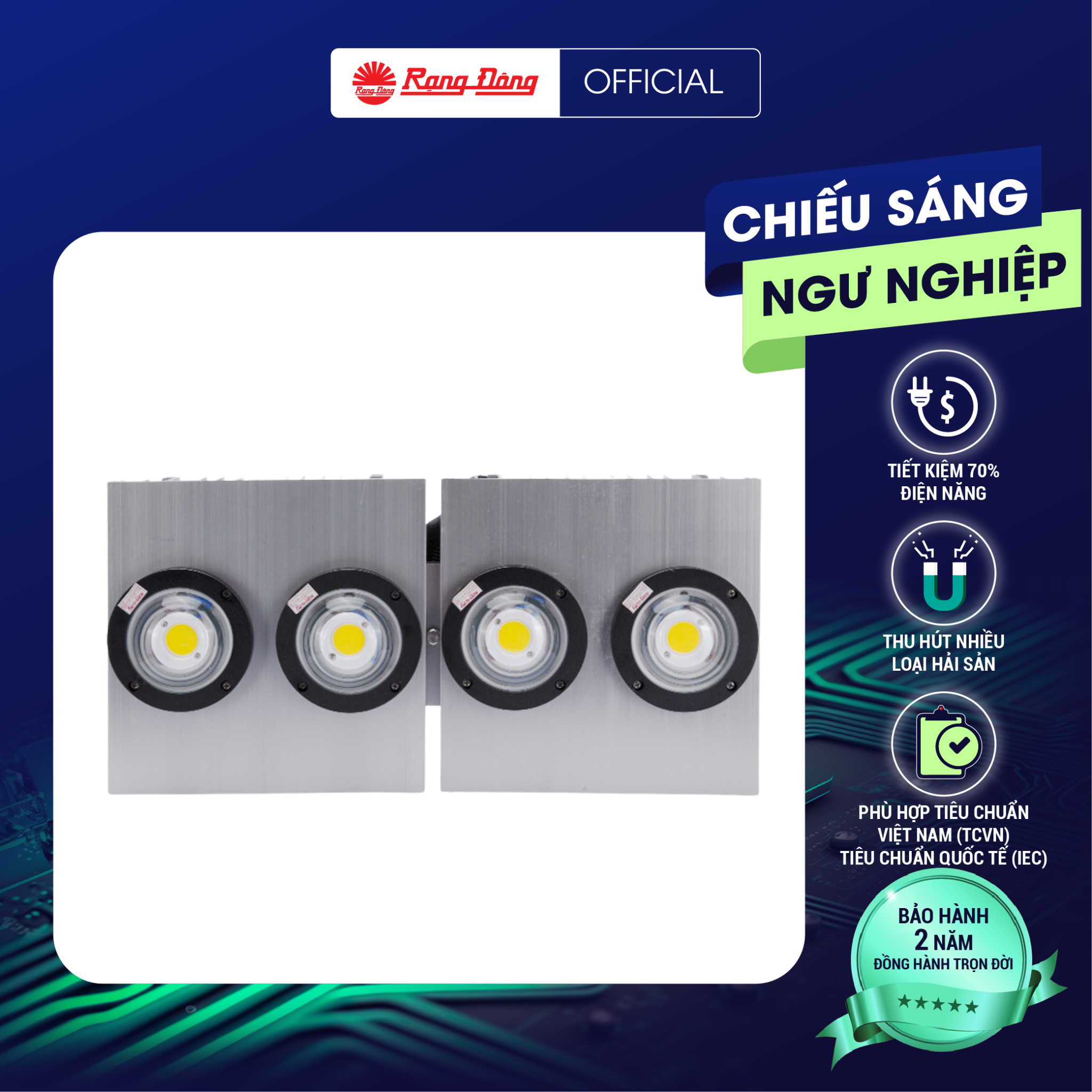 Hình ảnh Đèn LED Đánh cá Rạng Đông công suất 500W model DC05 500W (SPD lens 90 độ) sản phẩm được ngư dân Indonesia, Philippines tin dùng, nhiều màu sắc ánh sáng cho các ngư trường khác nhau