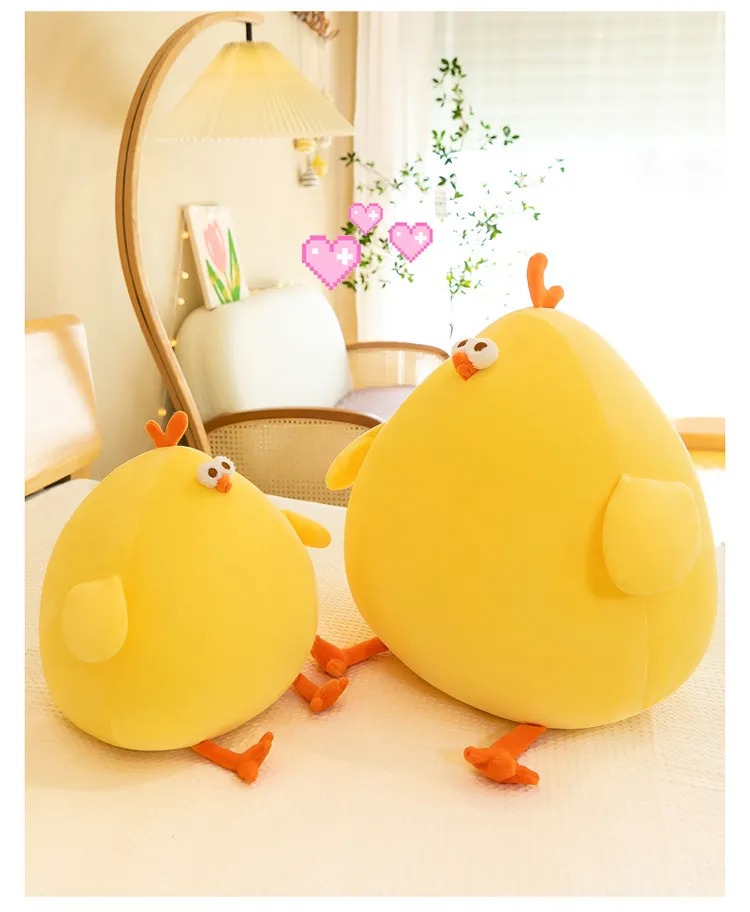 Thú nhồi bông gà tròn vo êm mịn - Size từ 45cm đến 60cm- Quà tặng gấu bông gà mặt thộn dễ thương - Gối ôm mềm mịn cho bé