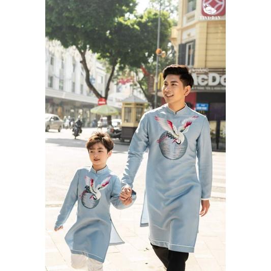 Siêu phẩm sét áo dài gia đình cách tân tapta thêu hoa cao cấp đẹp sang chảnh hàng thiết kế. áo dài cao cấp giá rẻ