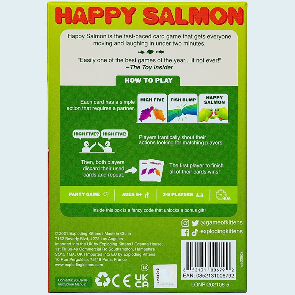 Bộ Board Game Happy Salmon by Exploding Kittens - Card Games for Adults Teens and Kids