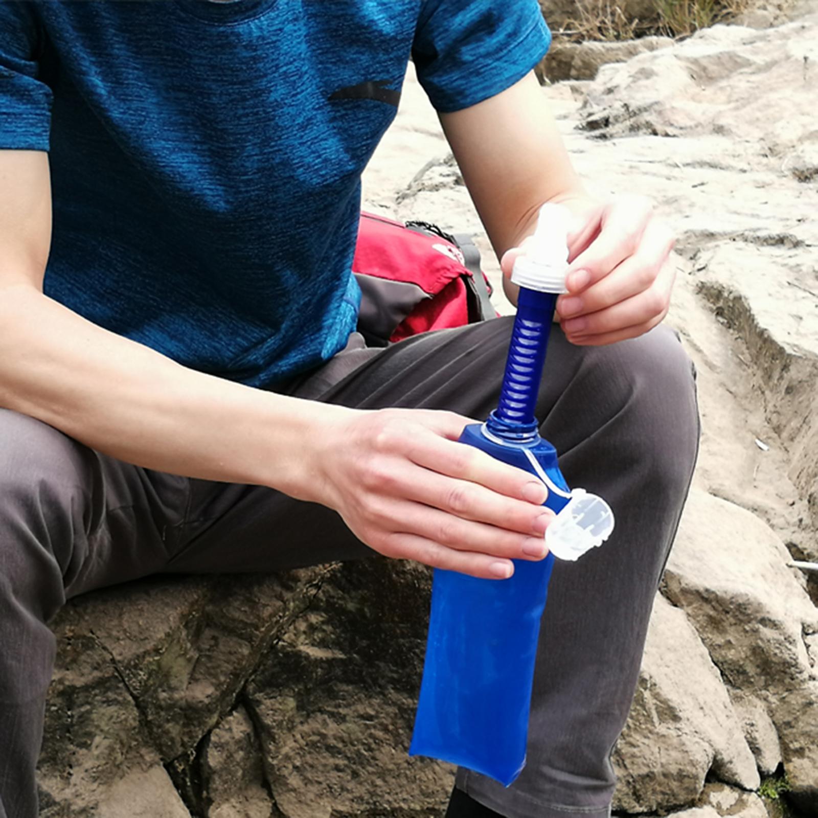 Collapsible Water Filter Canteens for Hiking, Water Bag/Bottle with Filter, Squeeze Water Through a Filter, Lightweight, BPA Free, Leak Proof