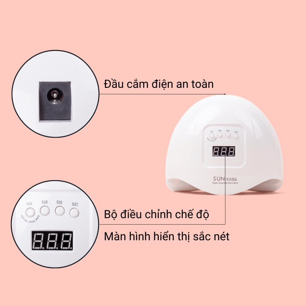 Máy làm khô móng tay tự động, Máy hơ gel Sun X7 Max cao cấp công suất 180w có chế độ cảm biến tự động, làm khô nhanh, ánh sáng Led không hại măt và da tay,