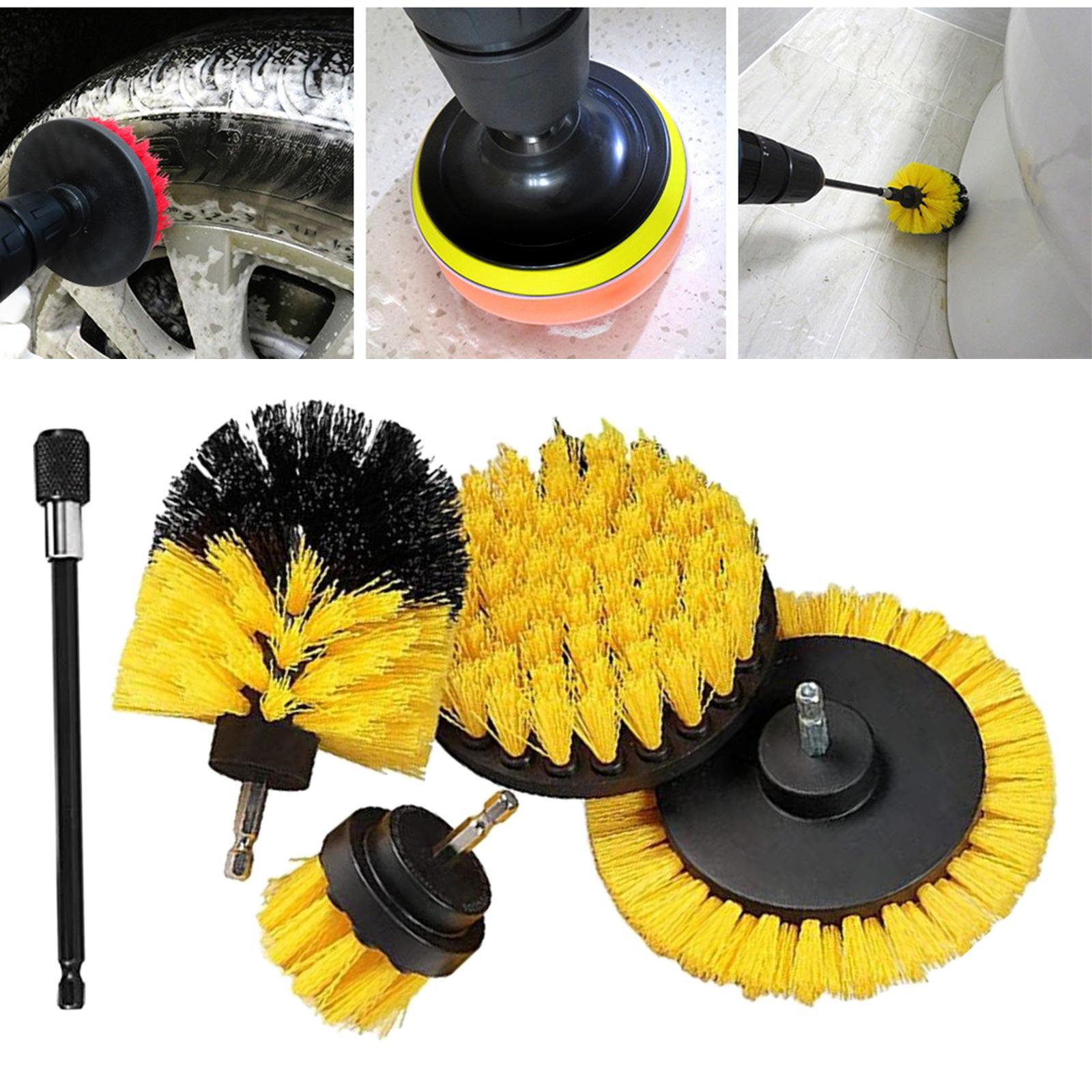 5Pcs Home Drill Brush Attachment - Bathroom Surfaces Tub, Shower, Tile and Grout All Purpose Power Scrubber Cleaning Kit Grout Drill Brush Set