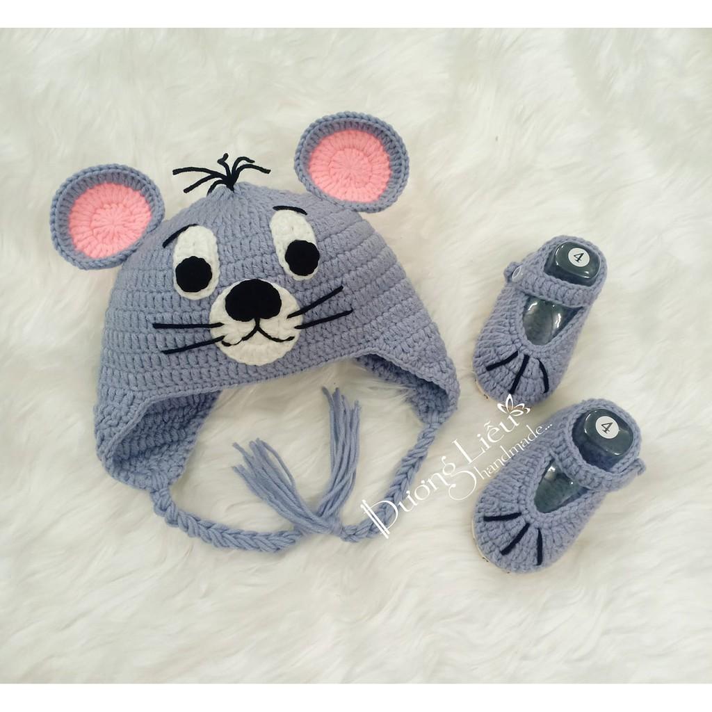 Set nón giày cho bé hình chuột
