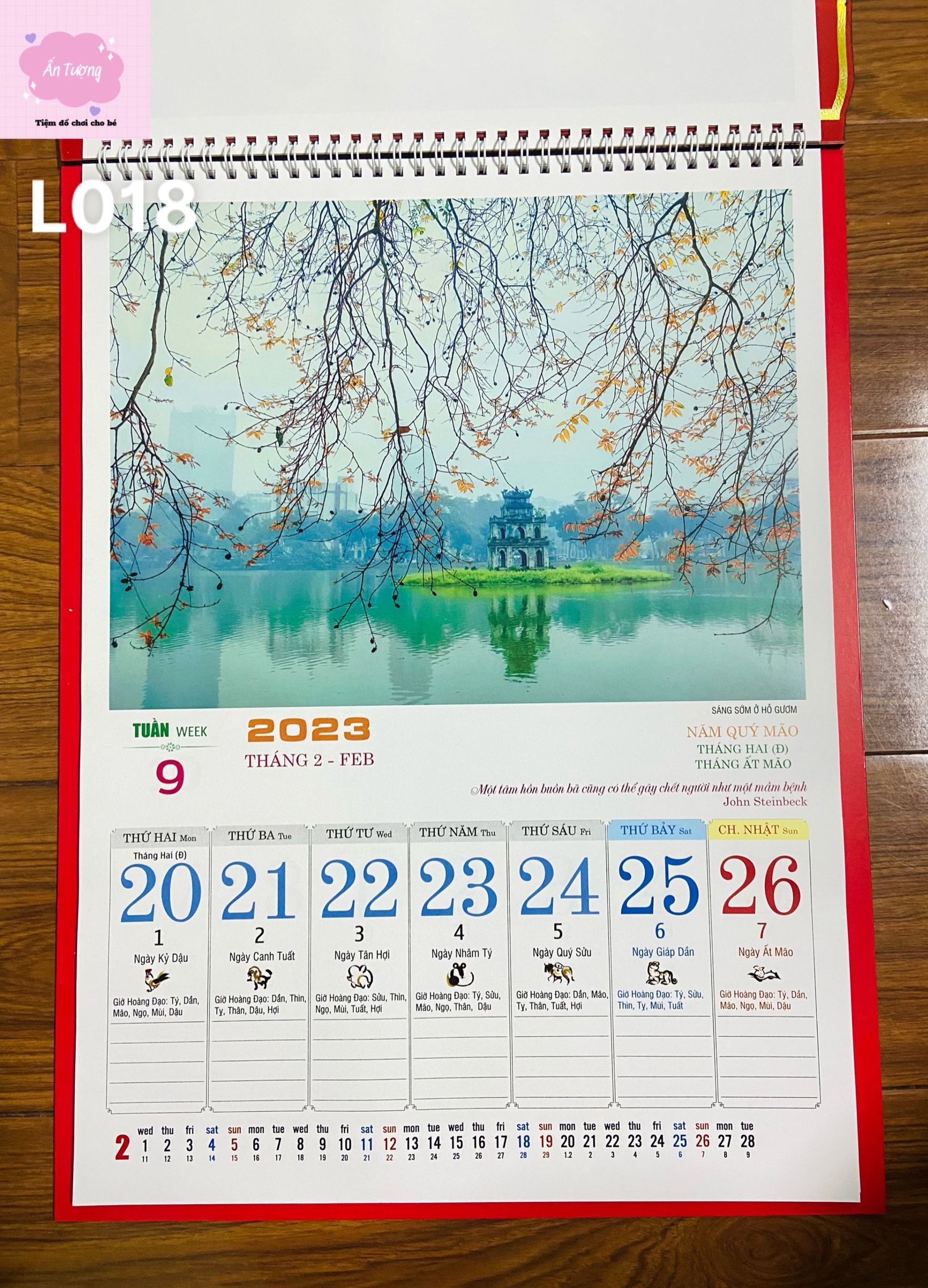 (Mua lịch tặng lịch) Bộ lịch Quý Mão 2023 - Lịch 52 tuần Quý Mão (30 x 40cm) - Lịch An Khánh (Dạng Lò Xo)