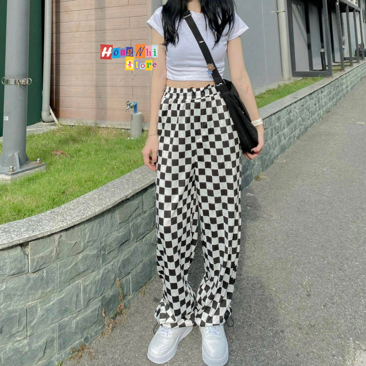 Quần Jogger 3D Caro Ulzzang Unisex Jogger Loang Màu Dây Rút Lai Ống Rộng V2 - MM